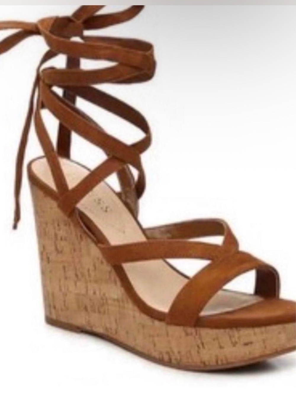 Guess faux suede platform wedge sandal gladiator straps